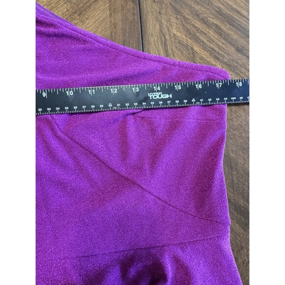 Formal Long Dress Womens L Raspberry Shimmer Strappy One Shoulder Tiered Prom - Picture 6 of 9